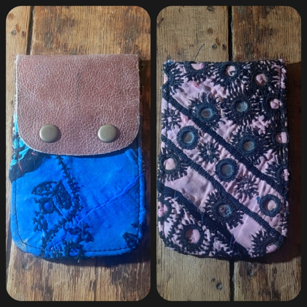 🍄🪬 Free People Boho Embroidered Repurposed vtg banjara hippie Wallet card case